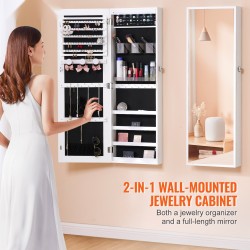 Korukaappi täyspitkällä peilillä 108 cm MDF samettivuori lukittava LED-valoilla