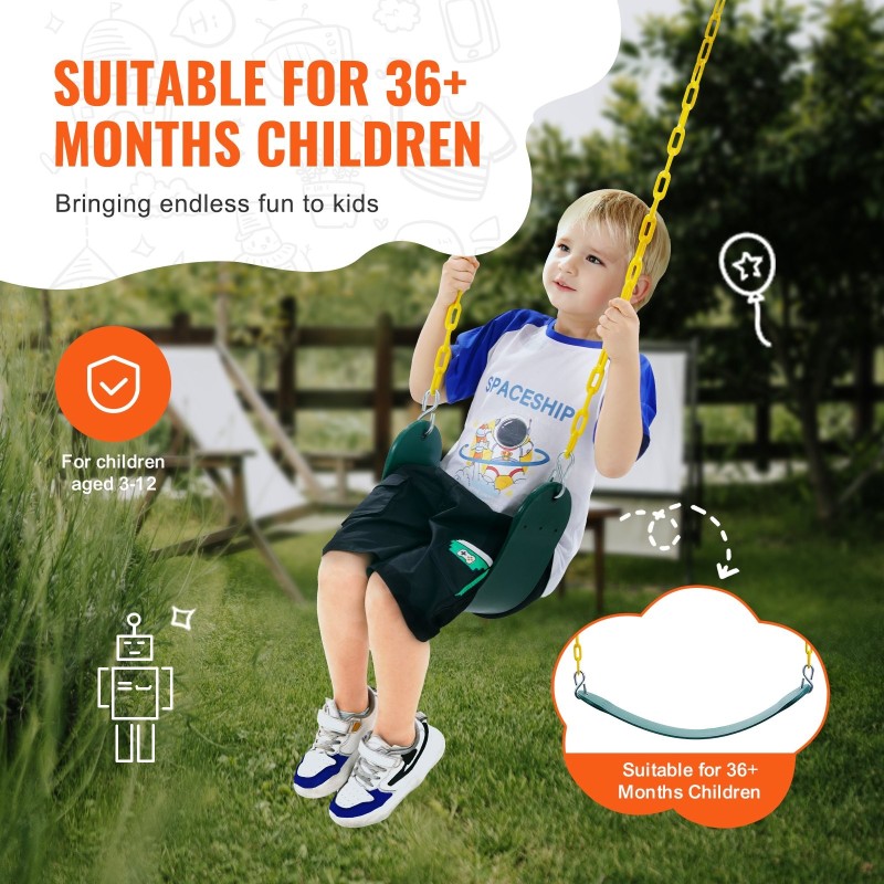 Keinuistuinpakkaus EVA 2 kpl 167 cm sinkityt rautaketjut vihreä