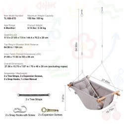 Kangasriippukeinu kolmella käyttötilalla viisipistevaljailla irrotettavalla tyynyllä 68 kg kantavuus