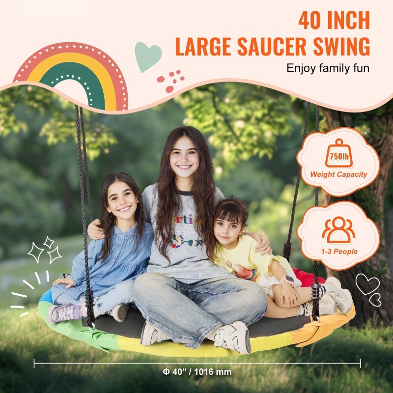 Pyöreä lautaskeinu ulkokäyttöön 900D-nailonkangas 40 tuumaa 340 kilogramman kantavuus