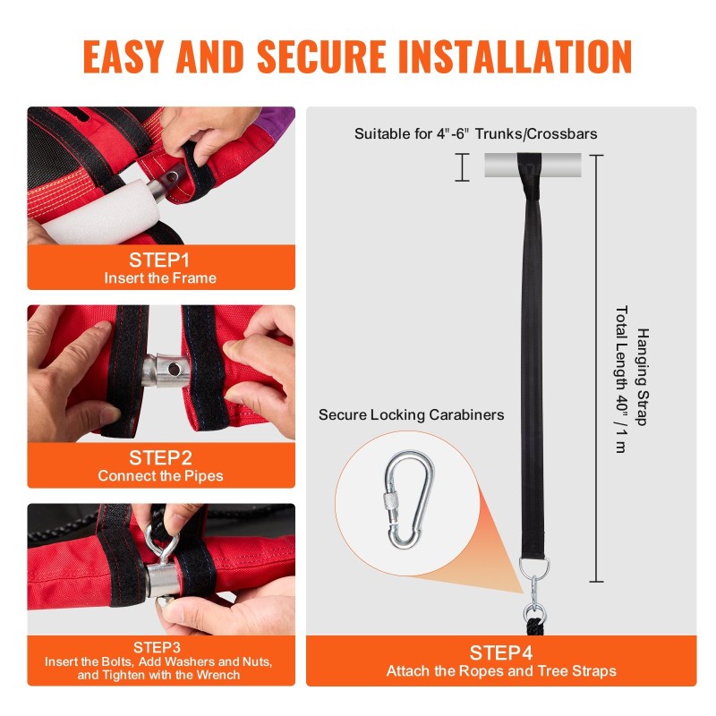 Pyöreä lautaskeinu ulkokäyttöön 900D-nailonkangas 40 tuumaa 340 kilogramman kantavuus