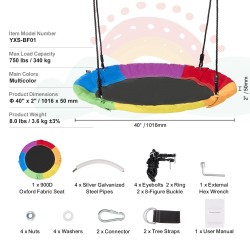 Pyöreä lautaskeinu ulkokäyttöön 900D-nailonkangas 40 tuumaa 340 kilogramman kantavuus