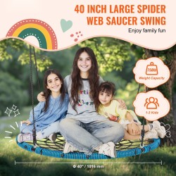 Hämähäkinseitti-lautanenkeinu 1016 mm halkaisija 340 kg kantavuus säänkestävät PE-köydet säädettävät ripustusköydet