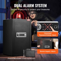 Kassakaappi seosterästä 113 l yhden oven musta avain- ja salasanalukolla paloturvallinen laukku