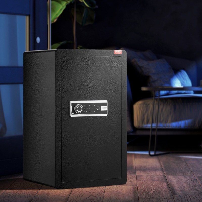 Turvakaappi seosteräksinen 113 l musta kotikäyttöön avain salasana sormenjälkitunnistus