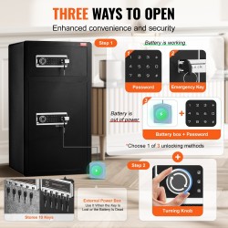 Tallelokero 204 l seosterästä kaksiosaisilla ovilla avaimella ja salasanalla palonkestävällä pussilla