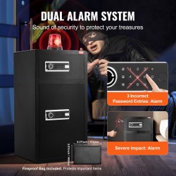 Tallelokero 204 l seosterästä kaksiosaisilla ovilla avaimella ja salasanalla palonkestävällä pussilla