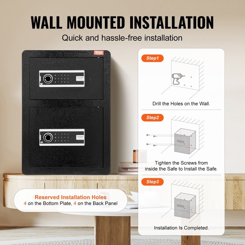 Turvakaappi seosterästä 3,5 kuutiojalkaa avainlukko ja salasana LED-valaistus korkeussäädettävä irrotettava välilevy