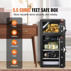 Turvakaappi seosteräksestä 5,5 kuutiojalkaa sähköisellä numerolukolla ja avainlukolla