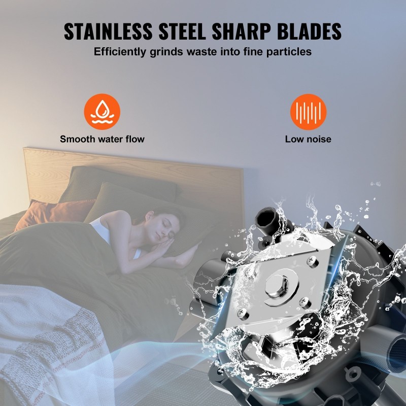 Jauhava WC-järjestelmä 500 watin pumpulla keraamisella istuimella kellariin kolme tuloa kaksitoiminen huuhtelu