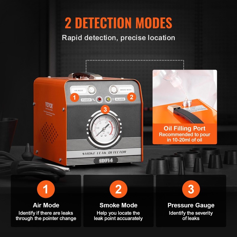 Savuvuototesteri sisäänrakennetulla ilmapumpulla kaksi toimintatilaa polttoainejärjestelmiin imujärjestelmiin