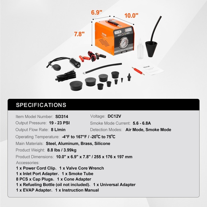 Savuvuototesteri sisäänrakennetulla ilmapumpulla kaksi toimintatilaa polttoainejärjestelmiin imujärjestelmiin