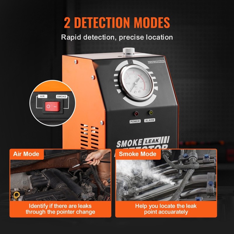 Savuvuototesteri ajoneuvoille 12-volttinen sisäänrakennetulla ilmapumpulla kaksitilainen ilmamoodi ja savumoodi