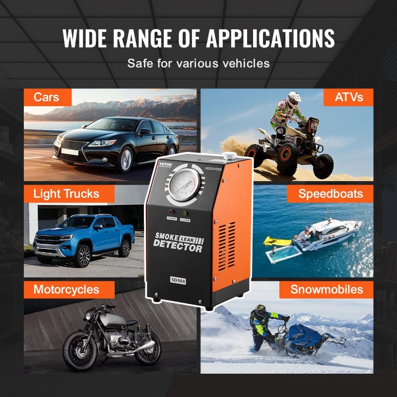 Savuvuototesteri ajoneuvoille 12-volttinen sisäänrakennetulla ilmapumpulla kaksitilainen ilmamoodi ja savumoodi