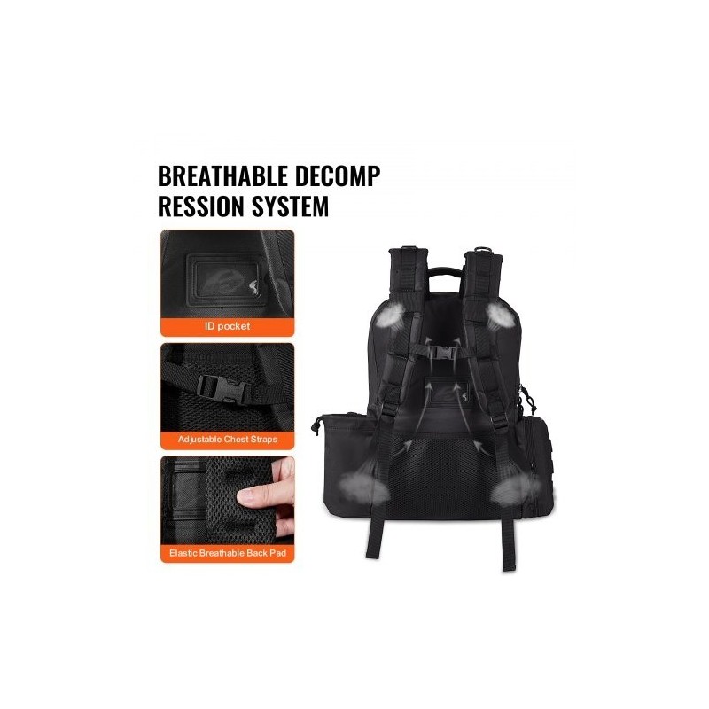 Taktinen ammuntareppu korkeatiheyksinen polyesteri kuusi pistoolia kymmenen lippaa lukittavat vetoketjut musta