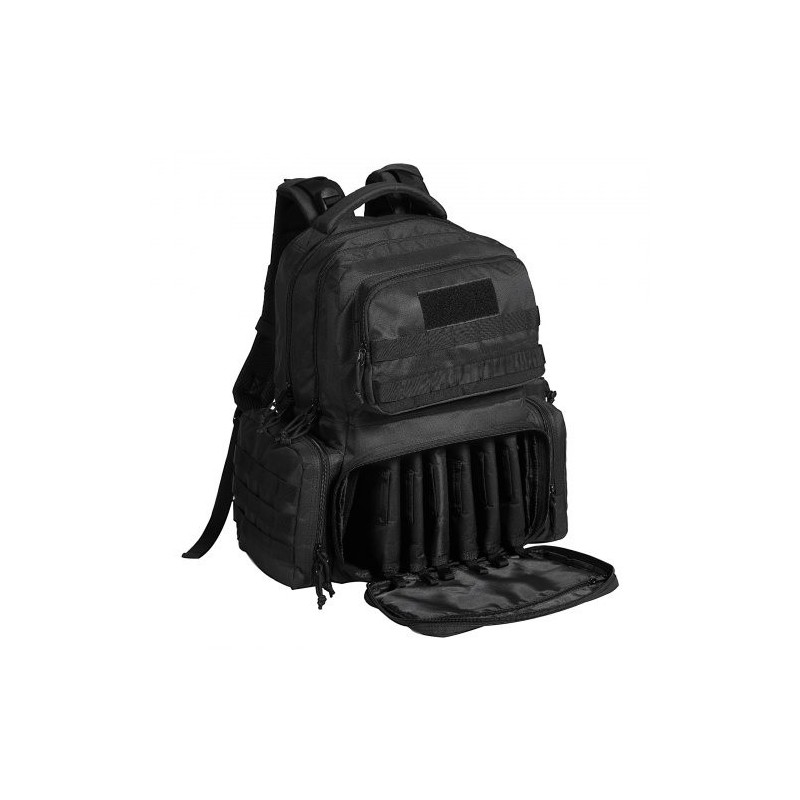 Taktinen ammuntareppu korkeatiheyksinen polyesteri kuusi pistoolia kymmenen lippaa lukittavat vetoketjut musta