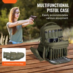 Taktinen ampumaratareppu 600D polyesteri 6 pistoolille 10 lippaalle vihreä