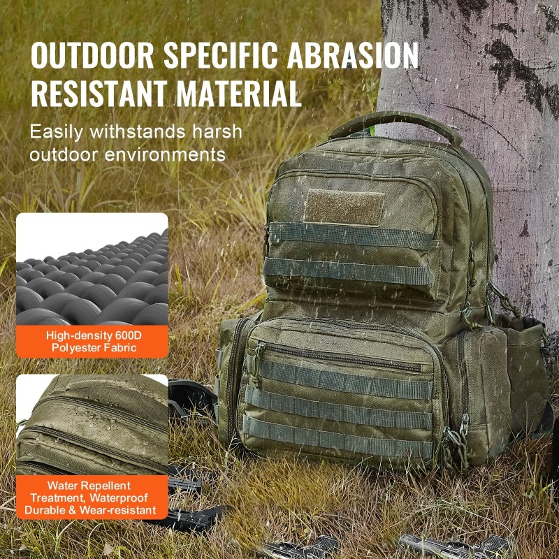 Taktinen ampumaratareppu 600D polyesteri 6 pistoolille 10 lippaalle vihreä