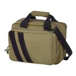 Ampumaratalaukku 600D polyesteri pehmustettu kahdelle pistoolille kuudelle lippaalle ruskea