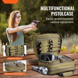Ampumaratalaukku 600D polyesteri pehmustettu kahdelle pistoolille kuudelle lippaalle ruskea