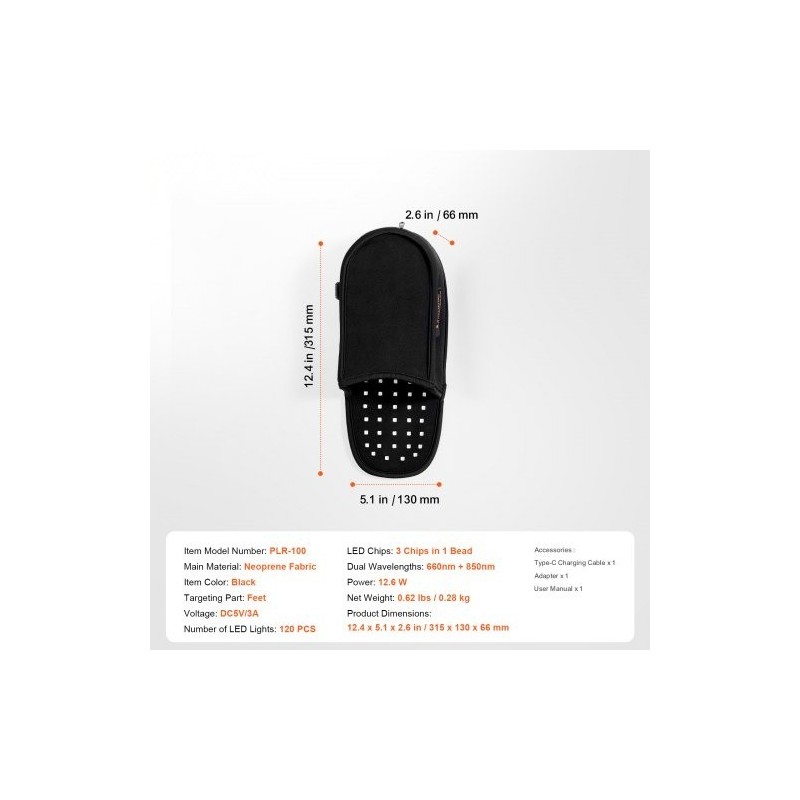 Punavaloterapiajalkakenkä neopreenikangas läpinäkyvä TPU 660nm 850nm 120 LED kaksipuolinen pulssitilat