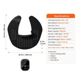 Punavalotyyny neopreenikankaasta niskalle hartioille yläselälle 660 nm 850 nm langaton