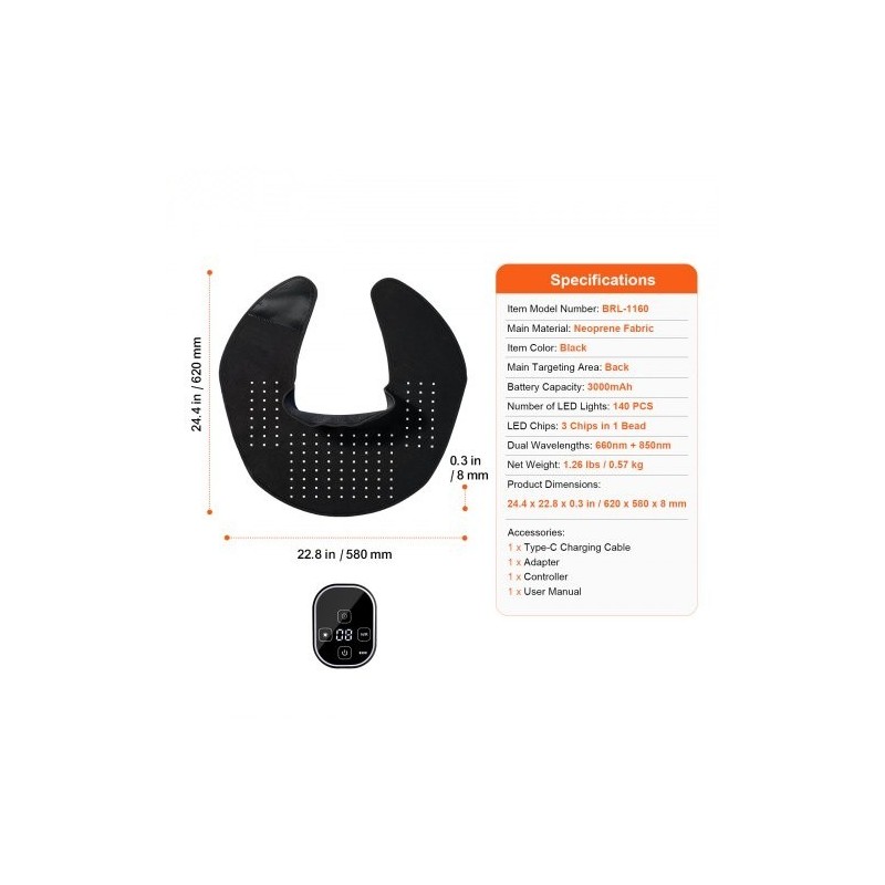 Punavalotyyny neopreenikankaasta niskalle hartioille yläselälle 660 nm 850 nm langaton