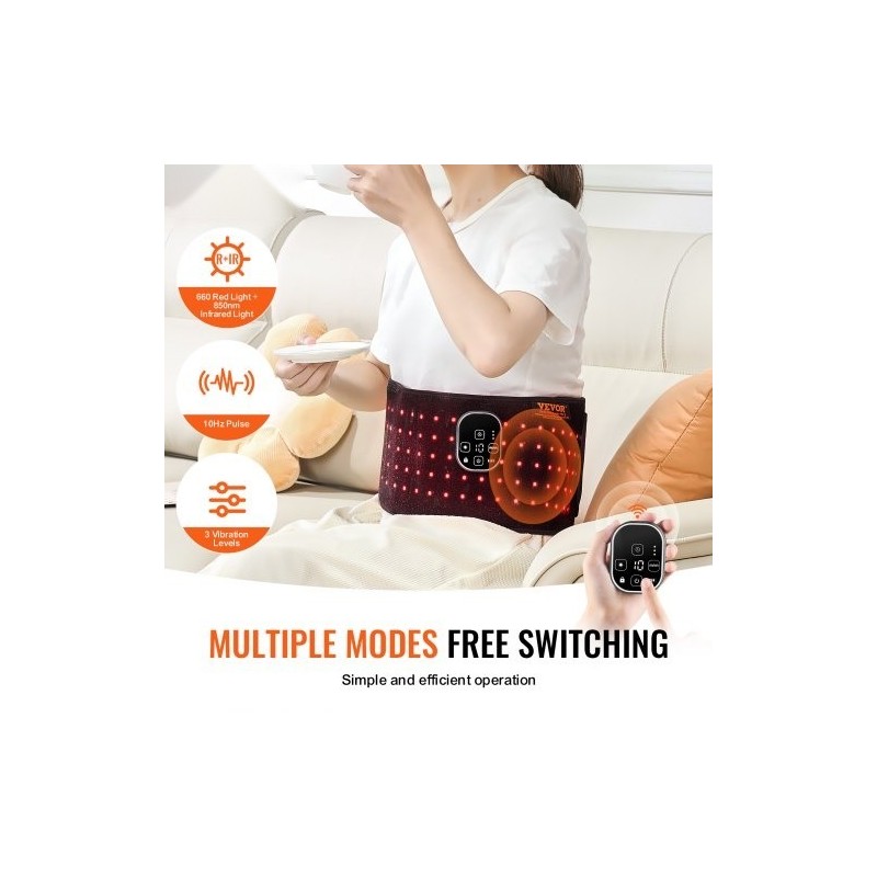 Punavalovyö neopreenikangas vyötärölle 660 nm ja 850 nm 105 lediä 3000 mAh