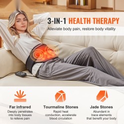 Neopreeninen kaukolämpövyö hiilikuitulämmityksellä 10 jadekiveä ja 10 turmaliinikiveä vyötärölle