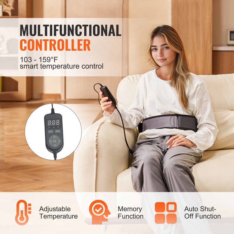 Neopreeninen kaukolämpövyö hiilikuitulämmityksellä 10 jadekiveä ja 10 turmaliinikiveä vyötärölle