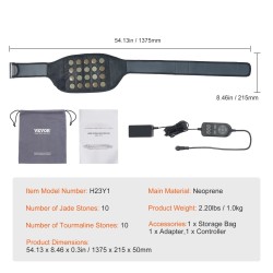 Neopreeninen kaukolämpövyö hiilikuitulämmityksellä 10 jadekiveä ja 10 turmaliinikiveä vyötärölle