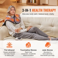 Infrapunalämpötyyny neopreenia kaulalle ja hartioille 54 jadekiveä 30 turmaliinikiveä hiilikuituinen