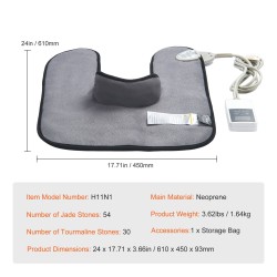 Infrapunalämpötyyny neopreenia kaulalle ja hartioille 54 jadekiveä 30 turmaliinikiveä hiilikuituinen