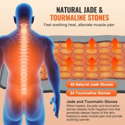 Kaukoinfrapunalämpötyyny keinonahkainen 48 jadekiveä 24 turmaliinikiveä keskikoko selälle