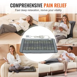 Kaukoinfrapunalämpötyyny keinonahkainen 48 jadekiveä 24 turmaliinikiveä keskikoko selälle