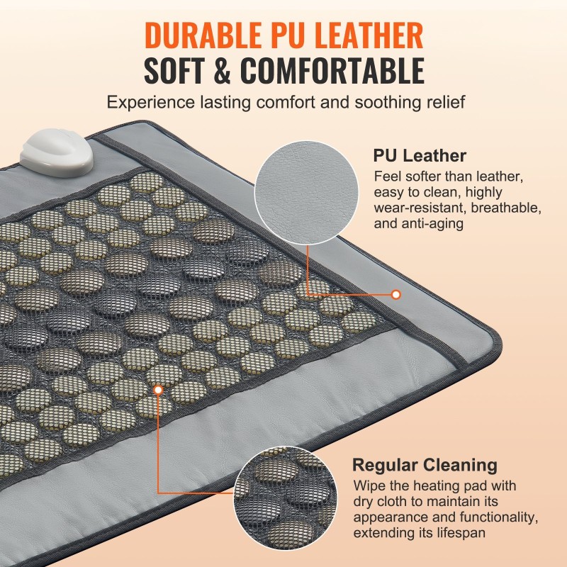 Kauko-infrapunalämpötyyny 108 jade-kiveä ja 42 turmaliinikiveä keskikoko 800 x 557 mm selälle