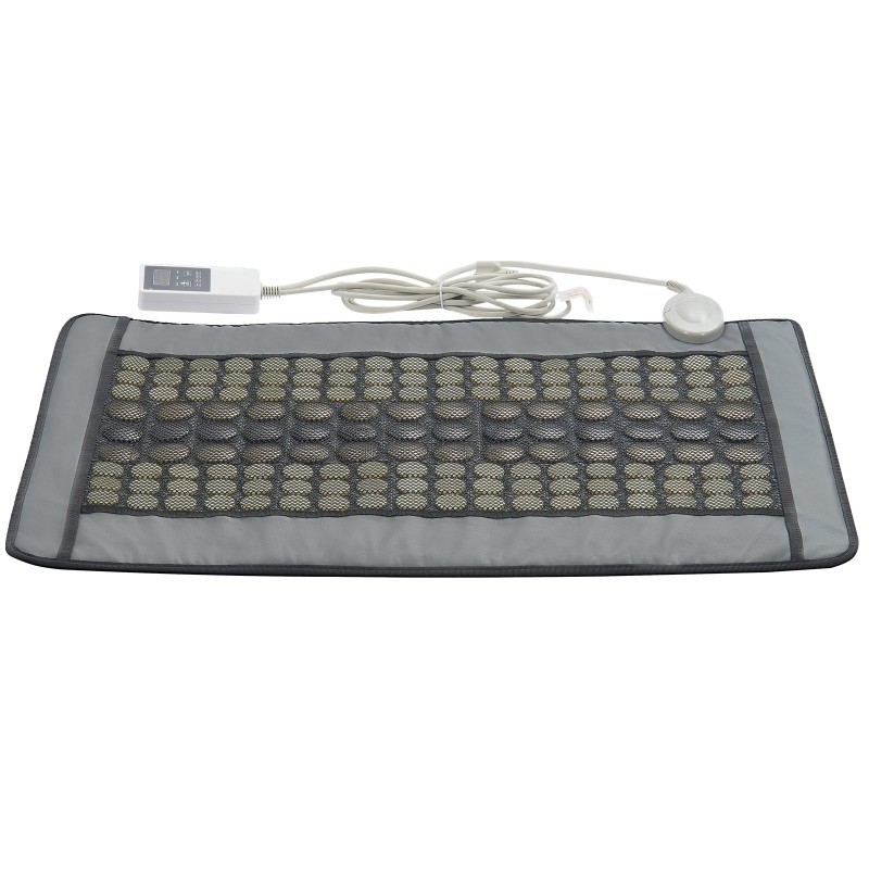 Kauko-infrapunalämpötyyny 108 jade-kiveä ja 42 turmaliinikiveä keskikoko 800 x 557 mm selälle