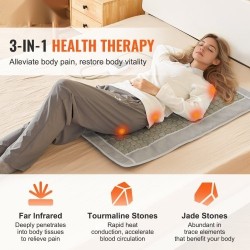 Kaukoinfrapunainen selän lämpötyyny PU-nahka 132 jadekiveä 54 turmaliinikiveä 1000 x 550 mm