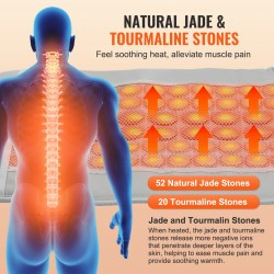 Infrapunalämpötyyny PU-nahka 52 jadekiveä 20 turmaliinikiveä keskikoko selkäkipujen lievitykseen