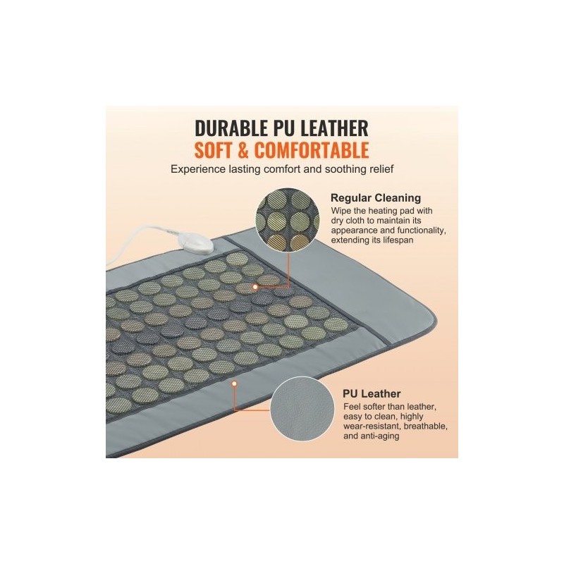 Infrapunalämpömatto PU-nahkainen 1780×604 mm koko keholle 96 jadekiveä 72 turmaliinikiveä