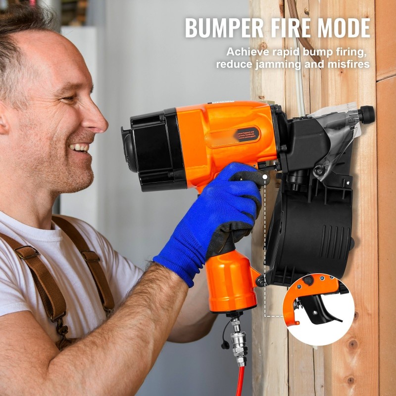 Paineilmatoiminen kehysnaulain alumiini muovi teräs 45–90 mm rullanaulaille