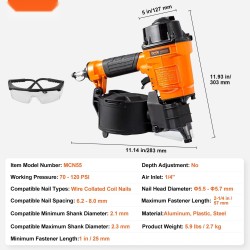 Kierrevannesnaulain alumiini muovi teräs 25–57 mm sivulta ladattava 300–350 naulaa