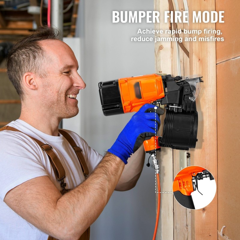 Paineilmatoiminen kierrenaulain 50–83 mm johdolla kierretyille nauloille työkaluton syvyyden säätö