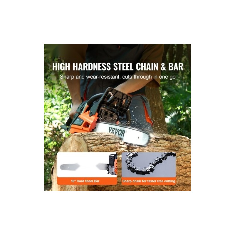 Bensiinikäyttöinen moottorisaha 52 cm3 45,7 cm laippa puun katkaisuun