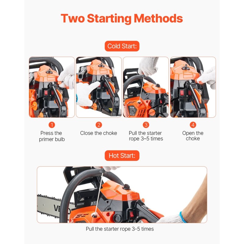 Bensiinimoottorisaha 40 cm3 14-tuumainen 1,3 kW luistamaton kahva erilliset säiliöt