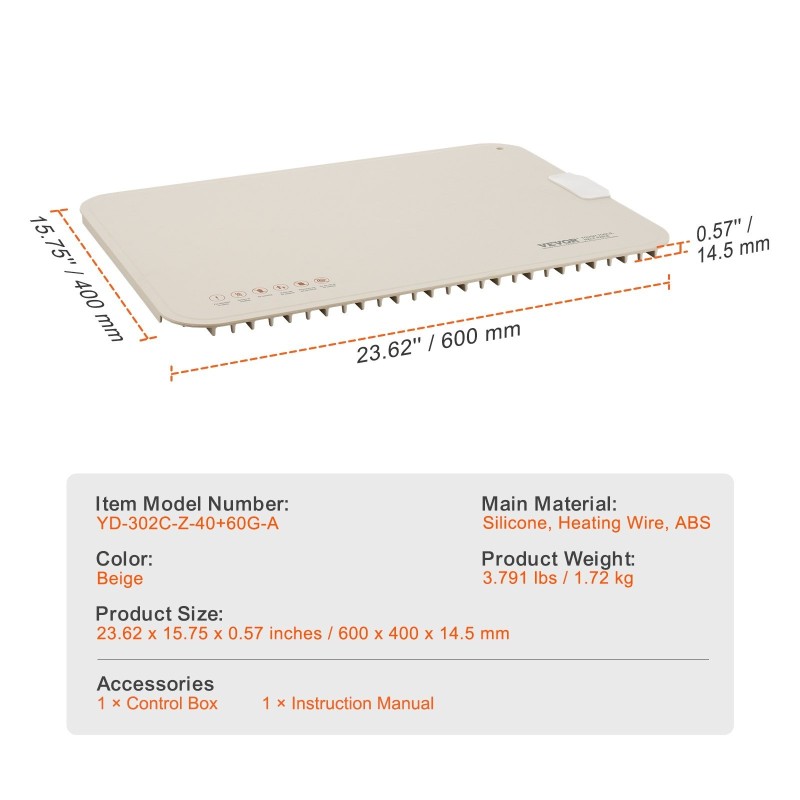 Sähköinen silikoninen lämmitysalusta rullattava kosketusohjaus neljällä lämpötilalla lapsilukko