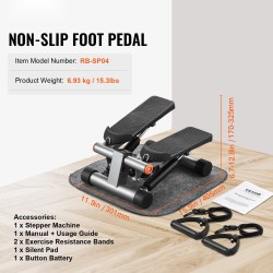 Hydraulinen mini stepperi teräsrunko kotiharjoitteluun vastuskuminauhoilla selkeä näyttö 150 kg