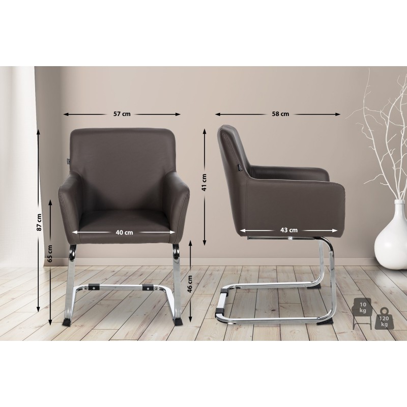 Moderni Puka-keinutuoli pehmustetulla istuimella ja teräsrungolla