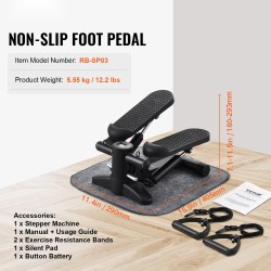 Ministepper hydraulinen teräsrunko kantavuus 150 kg näytöllä vastusnauhat mukana