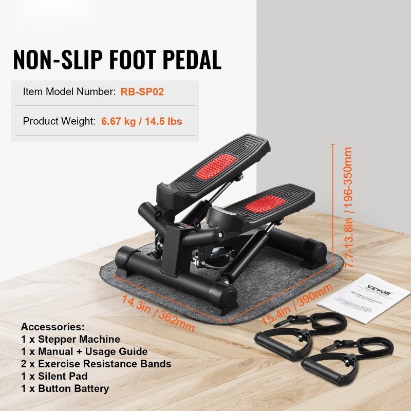 Mini-stepperi teräsrunko kompakti koko hydraulinen säädettävä vastus vetokuminauhat LCD-näyttö korkea kantavuus